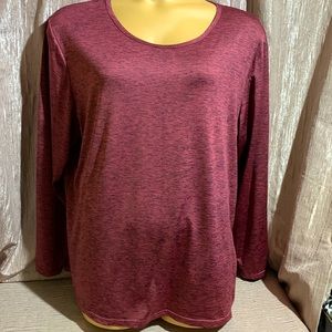 Real Essentials Top Blouse Activewear Red Black Stretchy Size 3X